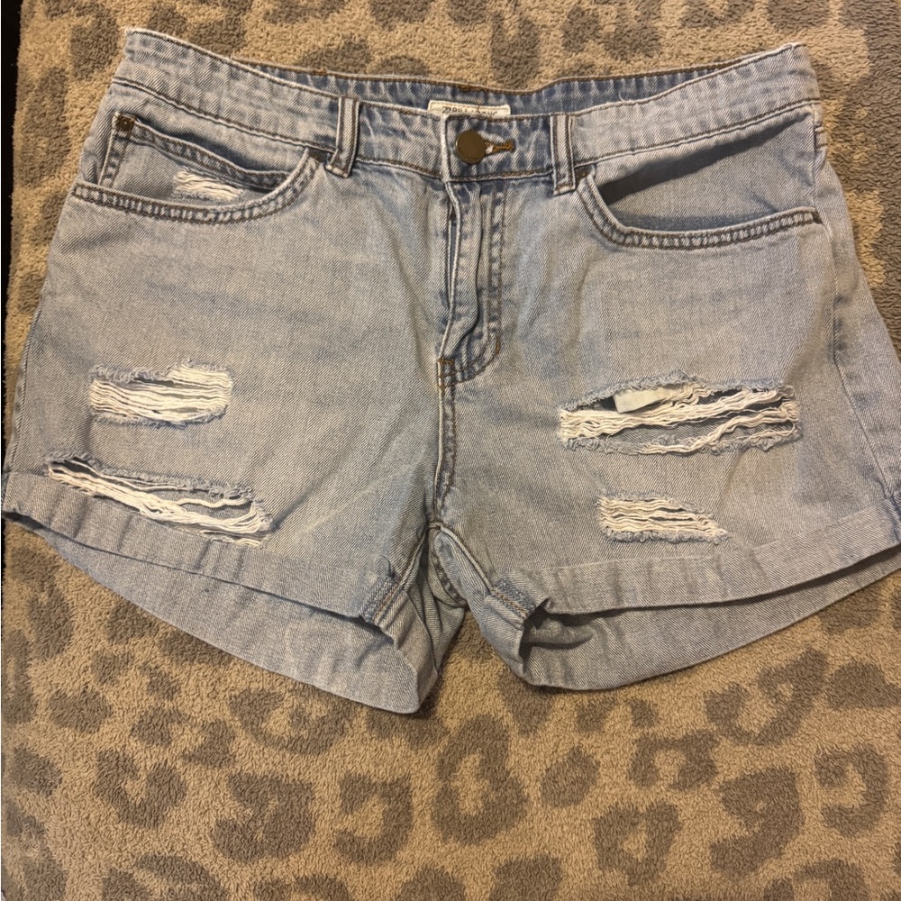 Billabong Light Blue Distressed Denim Shorts